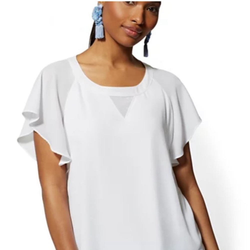 New York and company flutter sleeve top - Picture 1 of 1